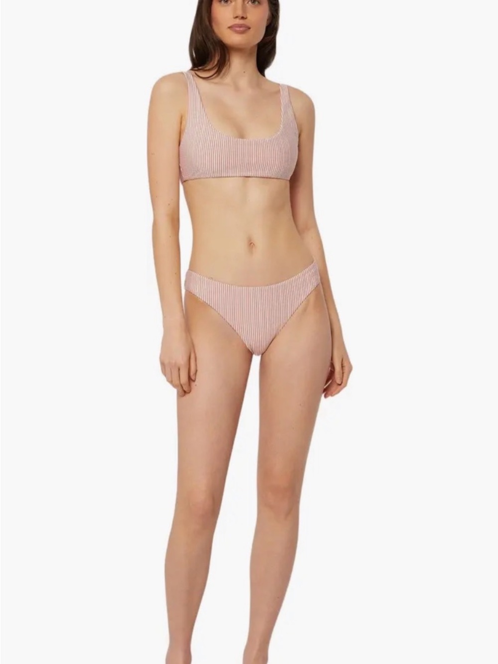 Onia Pink Striped Ribbed Bikini bottom NWT
